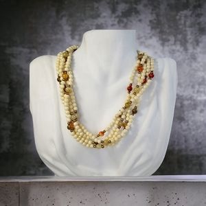 Vintage Mid Century Multi Strand Beaded Necklace